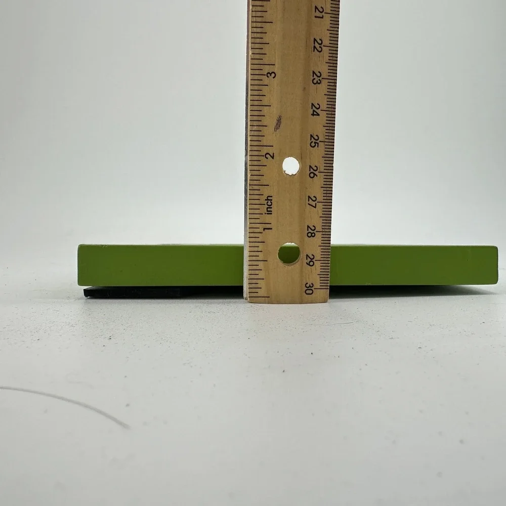 Lime Green and Yellow Striped Glossy Wood 4x6 Tabletop Picture Frame
